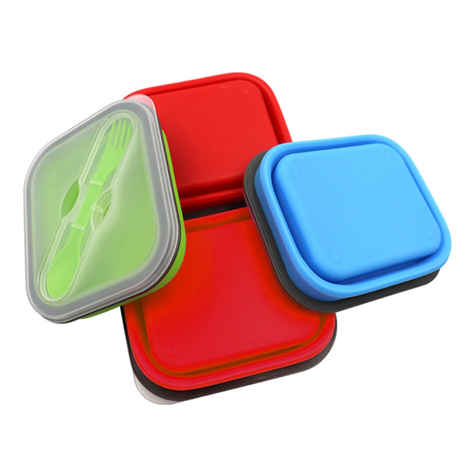 Bento lunch box, 600ml silicone collapsible portable lunch box bowl folding food storage container microwave lunch box