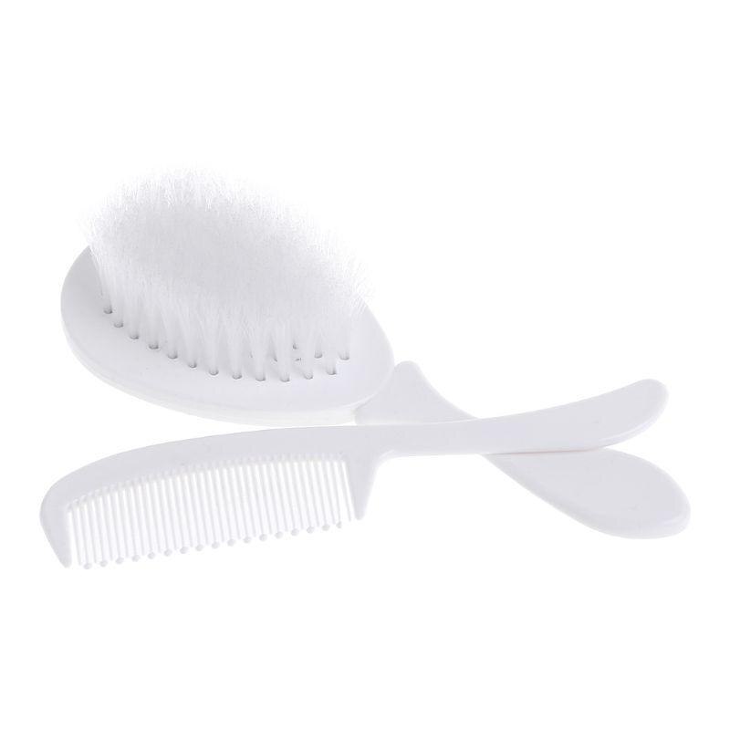 1 Set Baby Kam Borstel Verpleging Levert Baden Wassen Haar Zachte Haren Ronde Tip Safe Head Massage Professionele Grooming: White