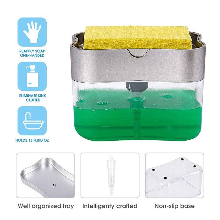 Soap Dispenser press soap box distributeur 2-in-1liquide vaisselle porta detergente organizador cozinha dosificador de fairy