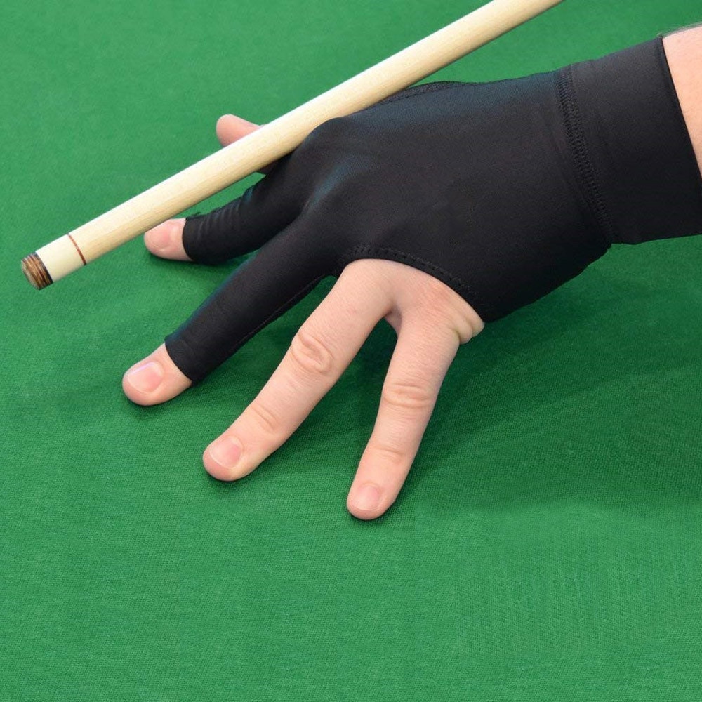 Spandex Snooker Billard Warteschlange Handschuh Schwimmbad Verknüpfungen Hand Öffnen Drei Finger Schwarz Zubehör für unisex Frauen und Männer 4 Farben