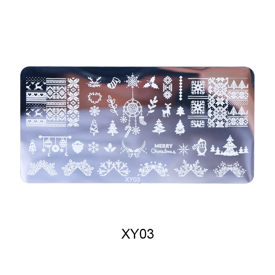 1 stk jule nail art stempling plater snøflak bokstaver blader negle stempel maler polish sjablonger manikyr trxy 01-08: Xy03