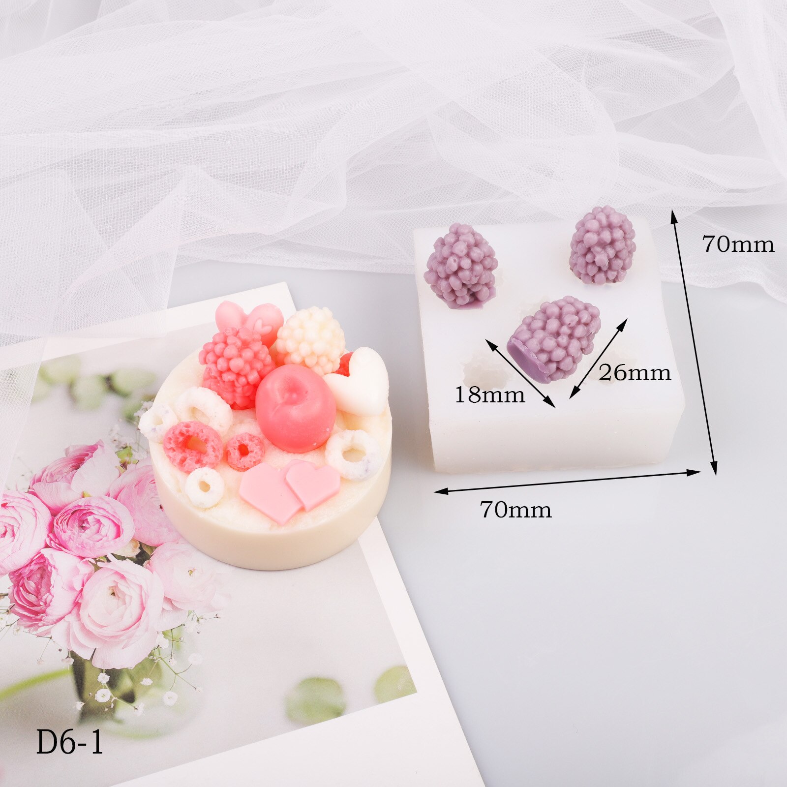 Cherry Moerbei Fruit Diy Aromatherapie Kaars Montage Mold Franse Mousse Chocolade Fruit Mold Kaars Maken Levert: D6-1
