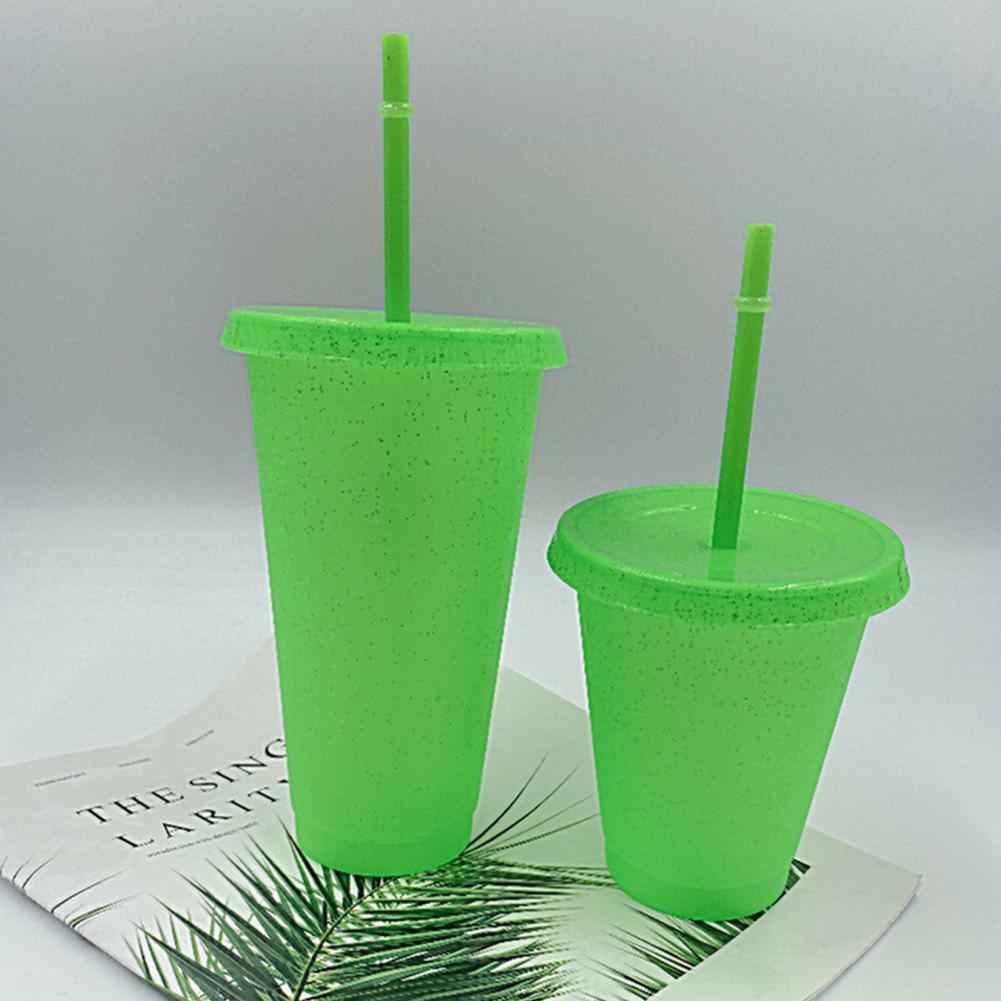 Green Portable Water Bottle Reusable High-capacity PP Straw Green Drinking Tumbler Cup for Office Students Kitchen Products
