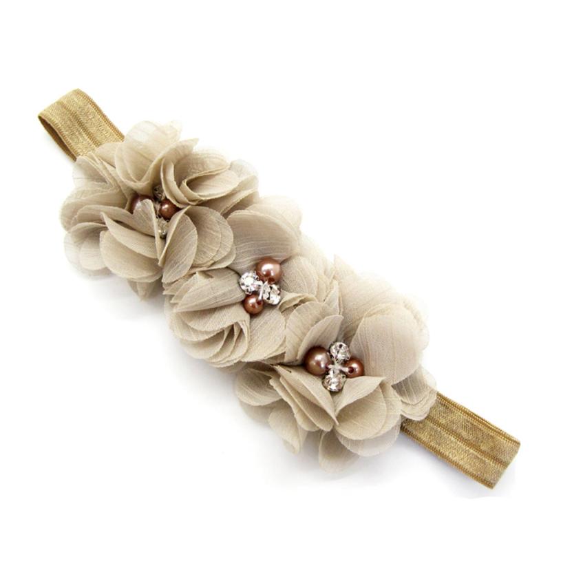 Pasgeboren Peuter Baby Meisje Elanewborn fotografie props haarband tiara infantistic Hoofdband Chiffon Bloem Hoofdband: Khaki 