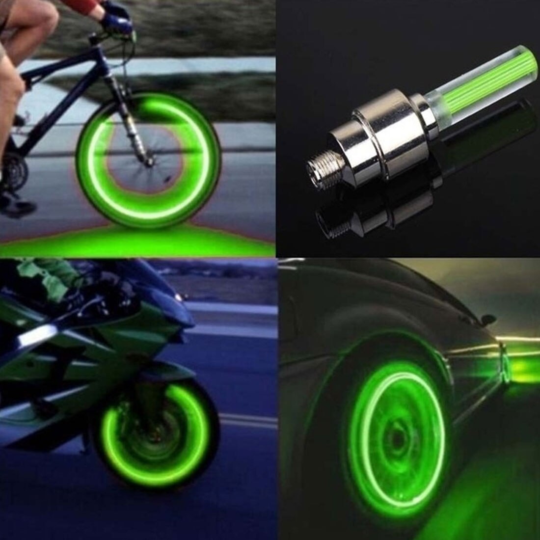 2 uds luces de neón Color neumático rueda válvula tapa luz LED lámpara Flash tapas de válvula de rueda de coche cubierta de aire neumático llanta de vástago de válvula de llanta tapa