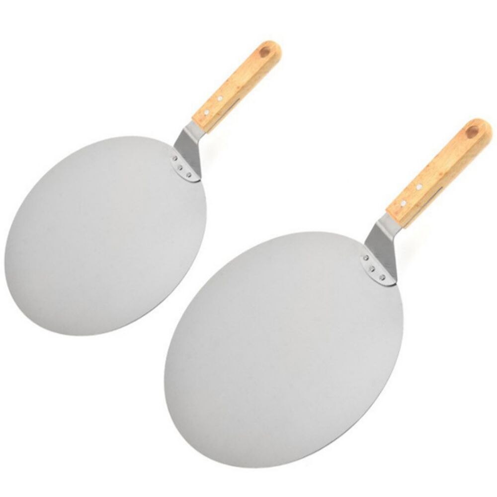 Drehen Pizza schälen 10/12 Zoll Edelstahl Runde Pizza Platte mit Holz Griff Zubehör für Backen Hausgemachte Pizza und Brot