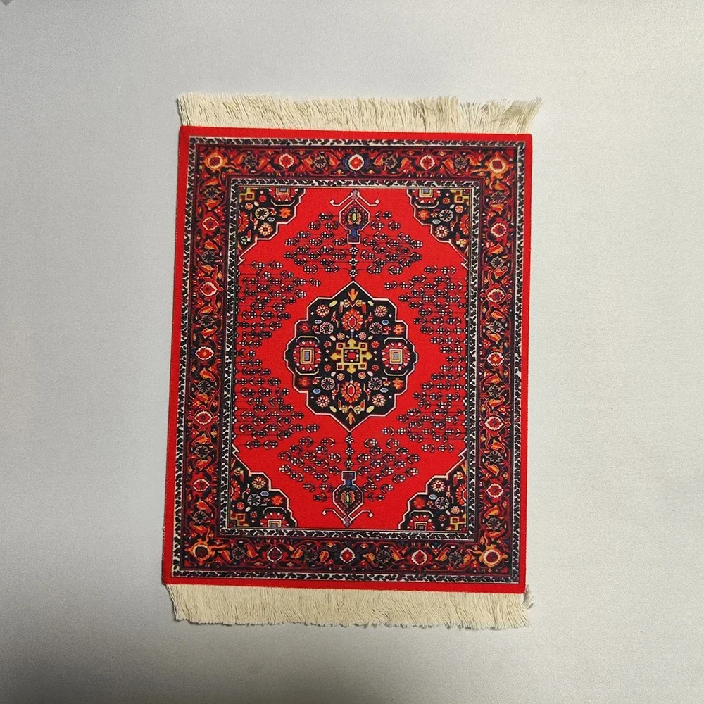 Woven flower Persian carpet small coaster merchants mouse pad desk mat retro style rubber non-slip computer mats: Dark Grey