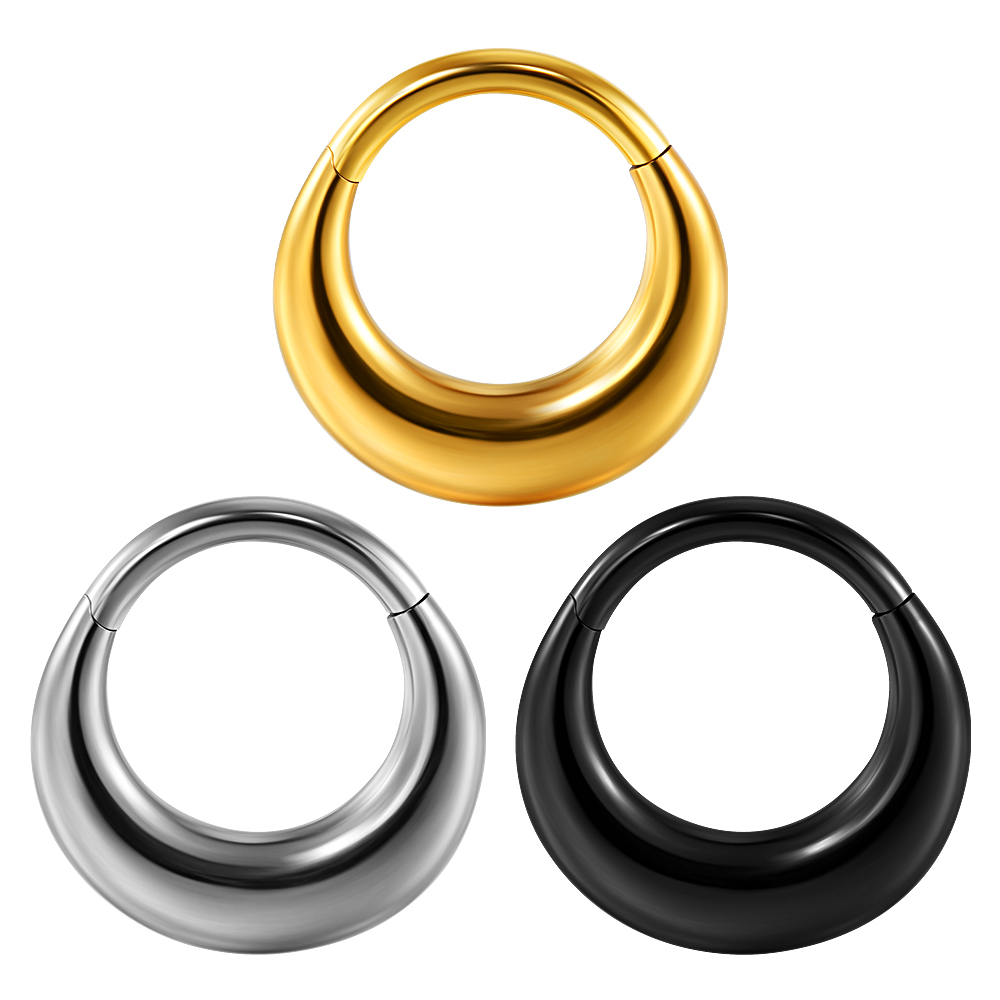 1/3 stk. sæt måne vanddråbe slange septum piercing clicker blomst næseringe 16g segment brusk daith hoop øreringe smykker: Sort / Rhodineret