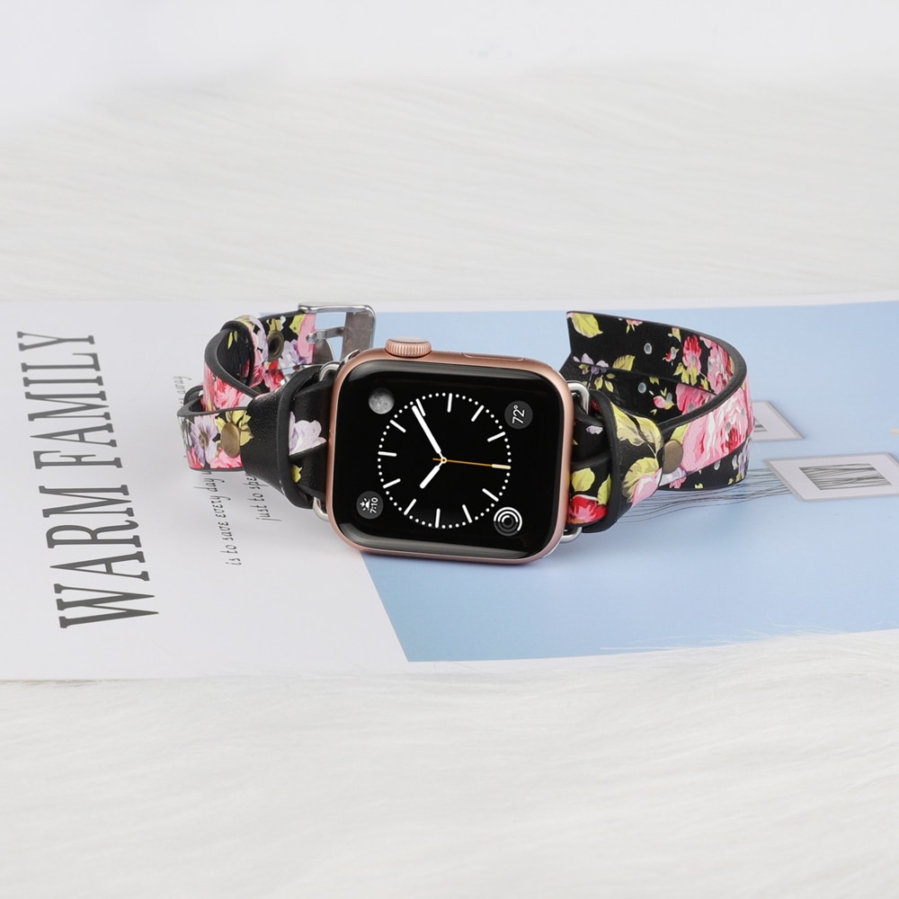 Toyouths dobbel skinnrem for apple watch serie 5 4 3 2 1 stropp for iwatch chic kvinner menn skinn 38mm/40mm /42mm/44mm