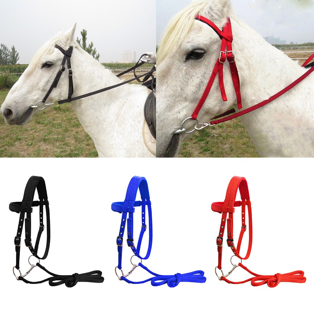 Horse Bridle Rein Harness Headstalls Removable Snaffle Nylon Webbing