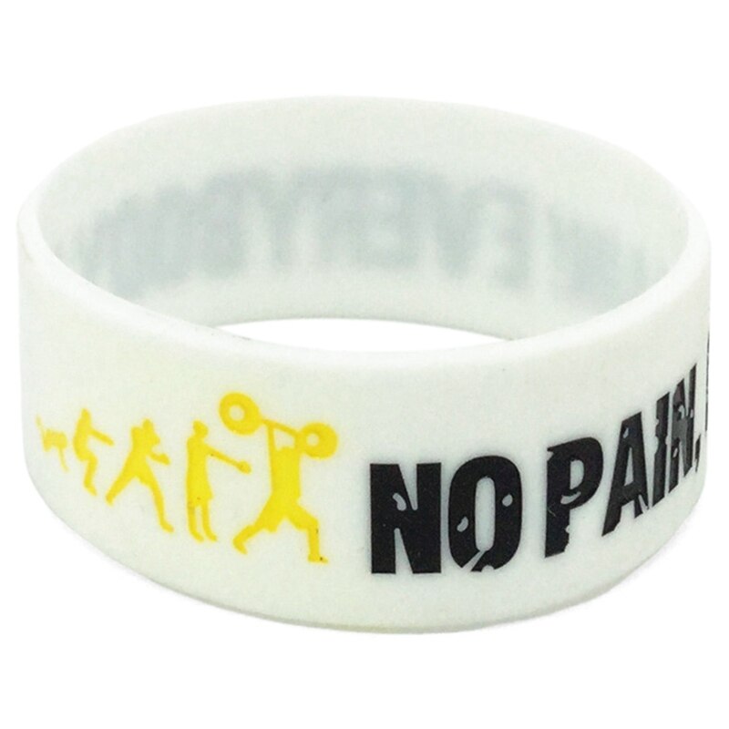 1Pc Iedereen Fit No Pain No Gain Siliconen Polsbandje Brede Band Motto Rubber Armbanden & Bangles Armband: WT