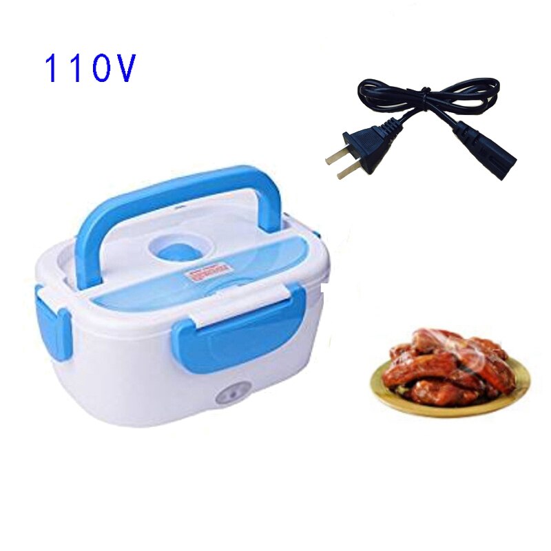 110v 220v us eu stekker elektrische lunchbox plastic voedselverwarmer thuis school kantoor verwarmde bentobox draagbaar bpa-vrij: 110v blauwe amerikaanse stekkers
