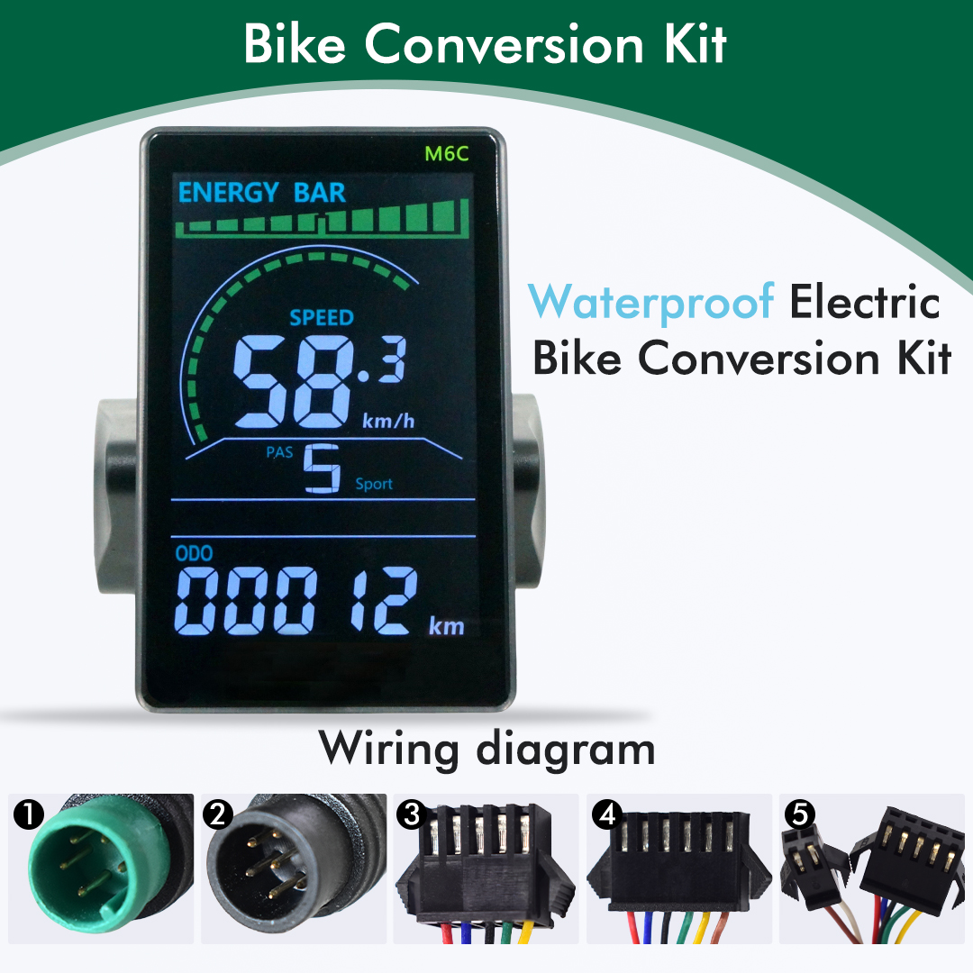 M6C 24V 36V 48V Elektrische Fiets LCD Display Meter Waterdicht E Scooter LCD Panel Kleurenscherm met USB Voor Mountain Elektrische Fiets