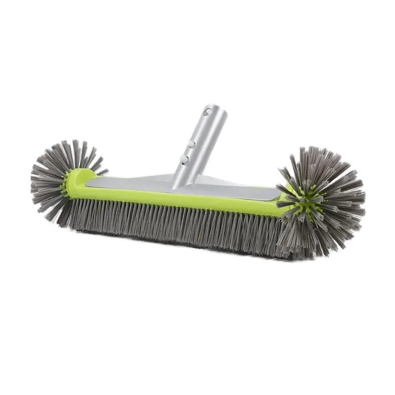 17.5" Heavy Duty Aluminum Pool Brush Head With 7 Rows Nylon Bristles For Pool Wall Steps Corner Cleaning