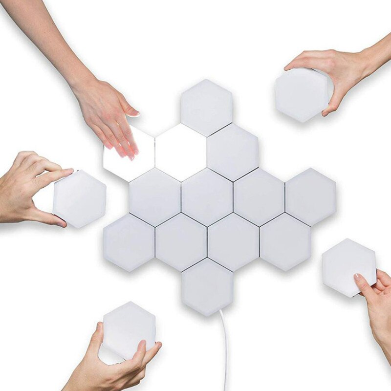 Luz cuántica con Sensor táctil, luces LED de noche, luz hexagonal, lámpara de muro táctil Modular magnética, decoración creativa para el hogar, lámpara de noche de Color