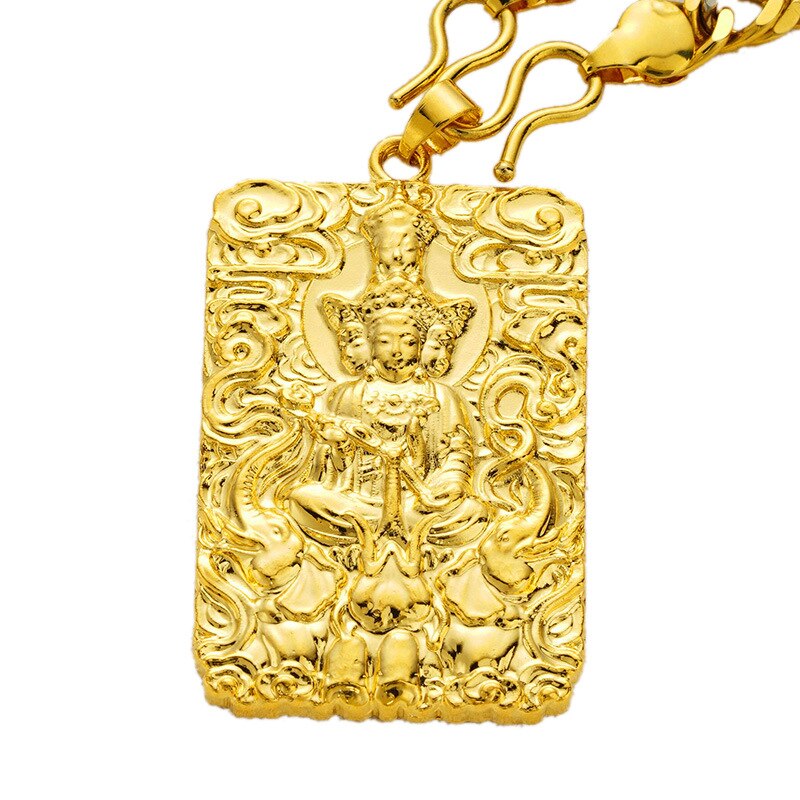 OMHXFC Europese Mode Man Party Verjaardag Huwelijkscadeau Rechthoek God Chinese Zodica 18KT Real Gold Charm Hanger PN75: hare god