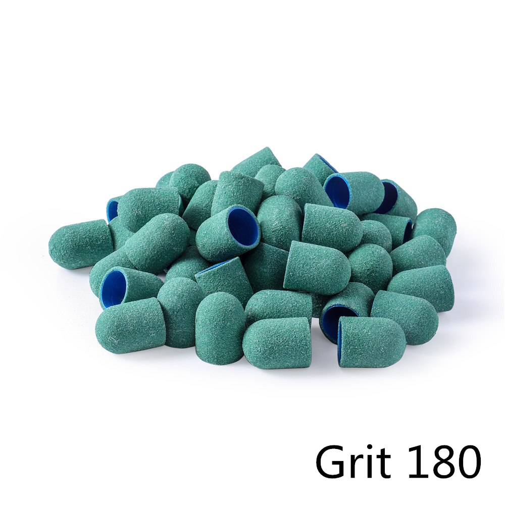 100 stk 13 x 19mm #80/120/180/240 lyserøde negle slibebånd neglebor greb maskine manicure pedicure negle tilbehør dorn: Grønt korn 180