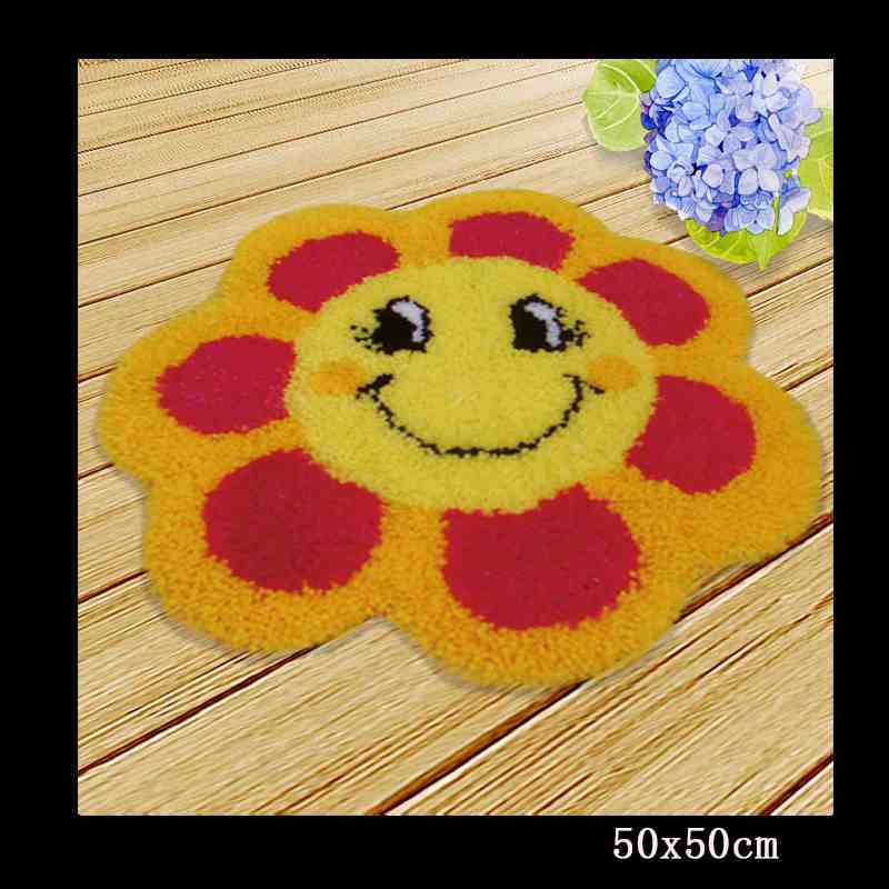 DIY juego de aguja de lengüeta cojín de alfombra tapiz bordado hágalo usted mismo pestillo gancho Smyrna botón cojín animales equipo de colchoneta de costura: Blue
