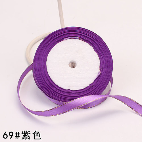 Rouleau de 22 mètres/rouleau, 1cm de largeur, bleu lac, Champagne, bord or, ruban, boîte pour gâteau de mariage, accessoires pour cheveux, emballage floral à faire soi-même: purple