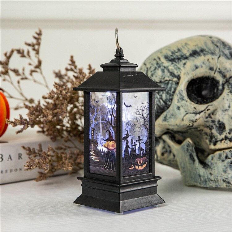 Halloween Vintage ▾ Zucca Luce Quadrato Simulato Fiamma Lampada Decorativa portato Lanterna Lanterna Appesa Rifornimenti Del Partito sbarra arredamento: rame filo zucca