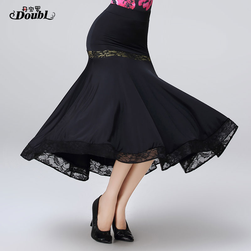 DOUBL-falda de baile larga para baile, Ropa de baile de salón, estilo, estándar nacional, práctica moderna, envuelta en la cadera,