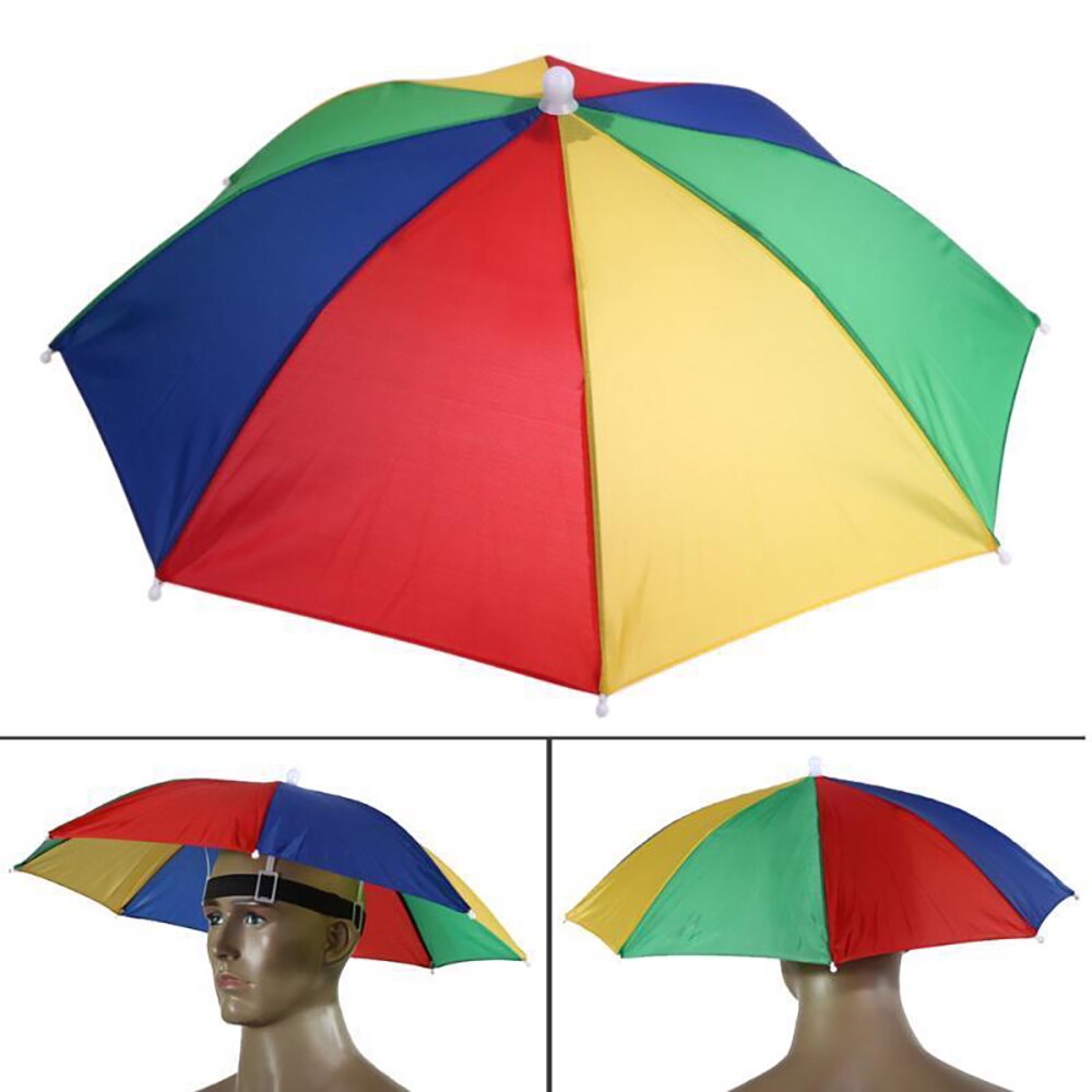 Parasol tête chapeau Camping en plein air randonnée coiffe de tête Parasol multi-formes accessoires de pêche léger pratique tête ombre outil: multicolor
