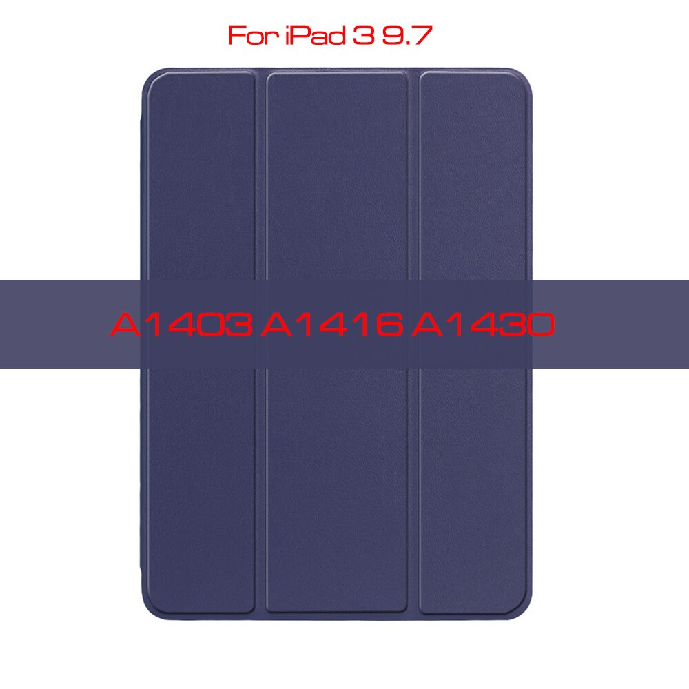 QIJUN etui na iPad 2 3 4 9.7 cala Fundas na ipad 2 ipad 3 ipad 4 A1395 A1416 A1460 PC powrót PU skóra inteligentna okładka Auto sen: Navy Blue-iPad 3