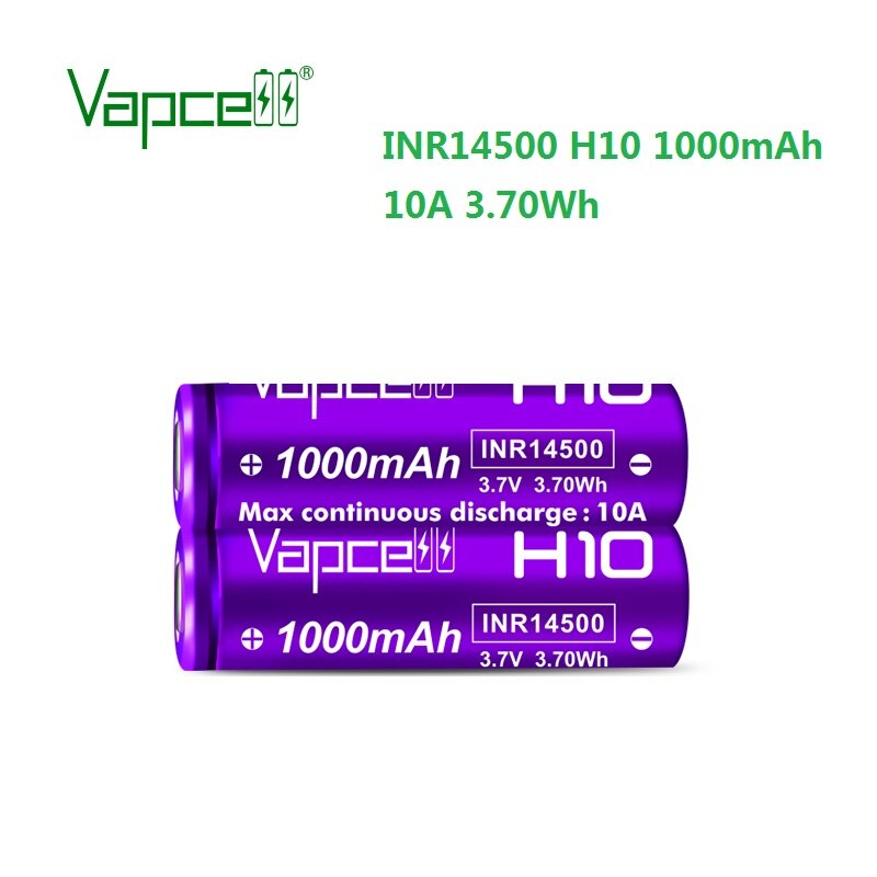 QZ Vapcell INR14500 1000mah 10A H10 3.7V 14500 lithium battery for flashlight/power tools