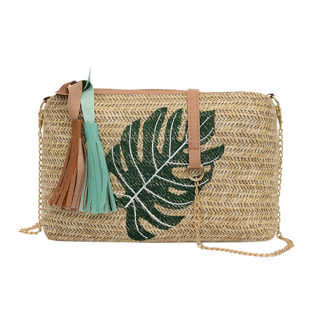 Aelicy kvinders sommer rottingpose firkantet halm pakke ananas blade flettet boheme håndtaske bali boks direkte: Grøn