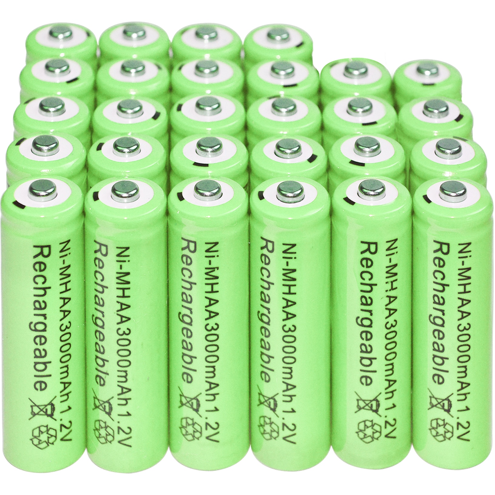 20pcs AA 1.2V 3000mAh NiMH 1.2v Rechargeable Batteries Green battery Garden Solar Light LED flashlight torch