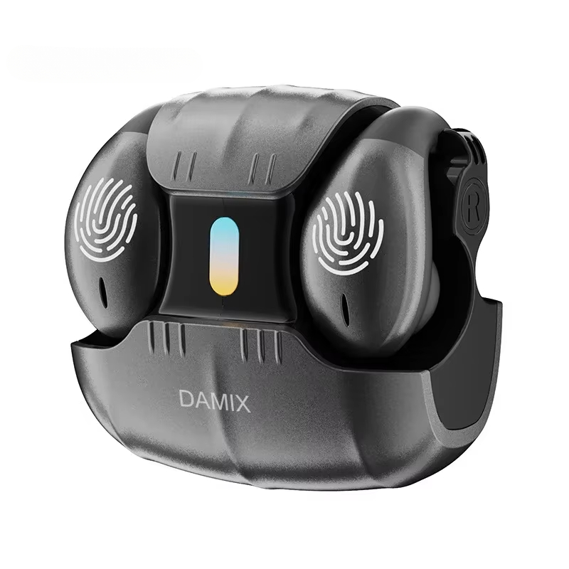 Knochenleitung, offener Ohrclip, kabellos, Bluetooth 5.5, Kopfhörer, LED-Atemlicht, Geräuschunterdrückung, Ohrhörer für Musik: Rot