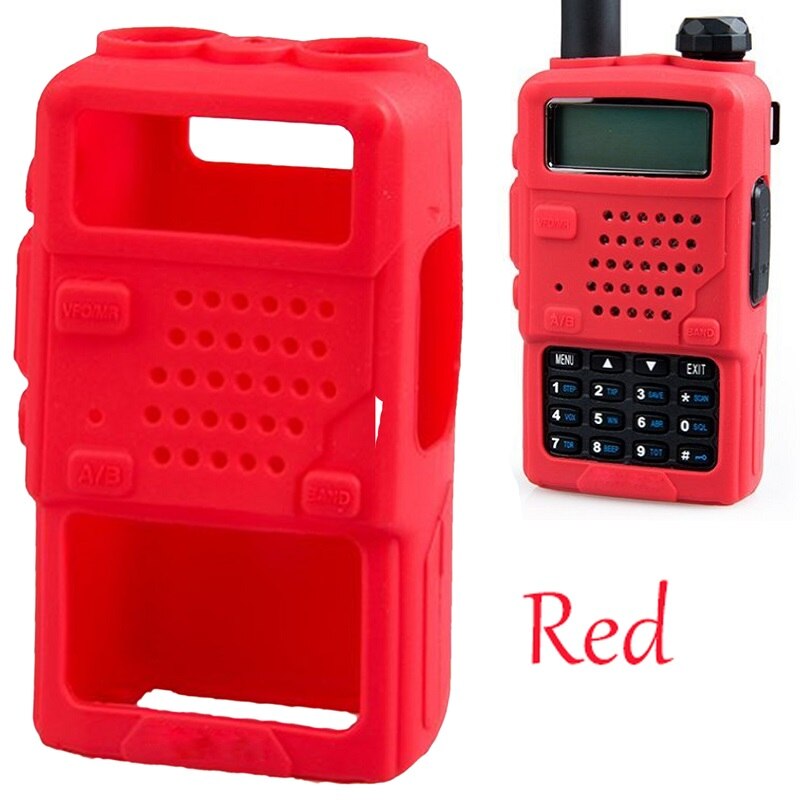 Besegad Soft Silicone Case Handheld Cover Shell Pouch Holster for Baofeng Two Way Mobile Radio UV5R 5RA 5RB 5RC 5RD TYT THF8: Red