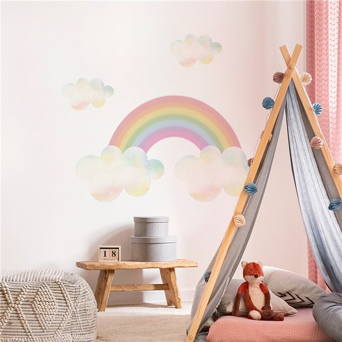 Regnbåge klistermärken för barn barnrum dekoration tapet skal & stick diy vinyl väggmålning plantskola dekor väggdekal nordisk stil: Lgws 022