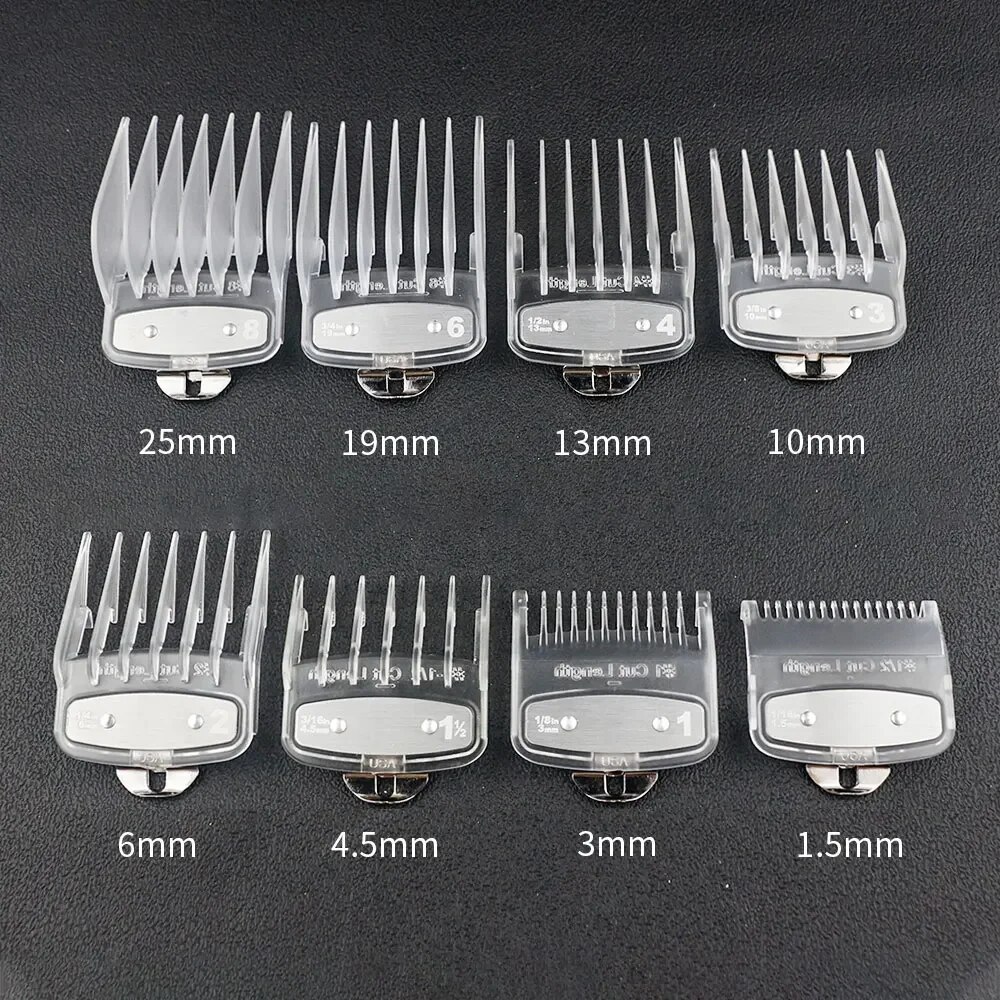 8 unids/set peluquero cortadora de pelo peines guía para cortadora Wahl accesorio corte de pelo peine limitado herramientas de corte de pelo de salón: YELLOW