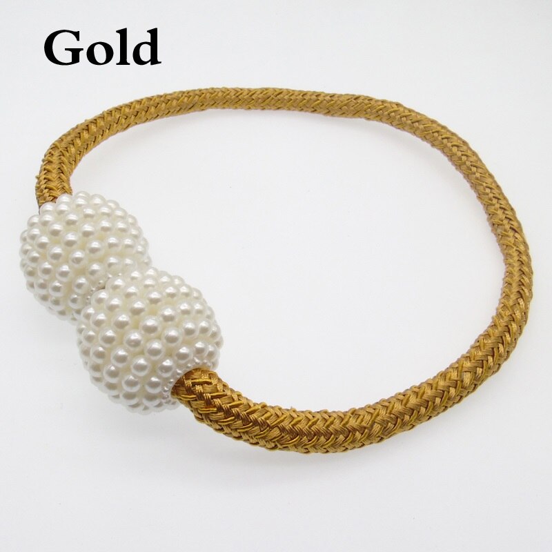 Ganchos magnéticos de perlas para cortina, soportes de cortinas, ganchos de hebilla, hebilla de bola para colgar, accesorios para cortina, decoración del hogar, 1 ud.: Gold