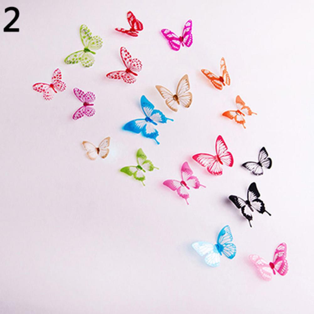 Pegatinas de pared 3D de mariposas coloridas, papel tapiz Multicolor, negro y blanco, calcomanías de animales para decoración del hogar, habitación y dormitorio, 18 Uds.