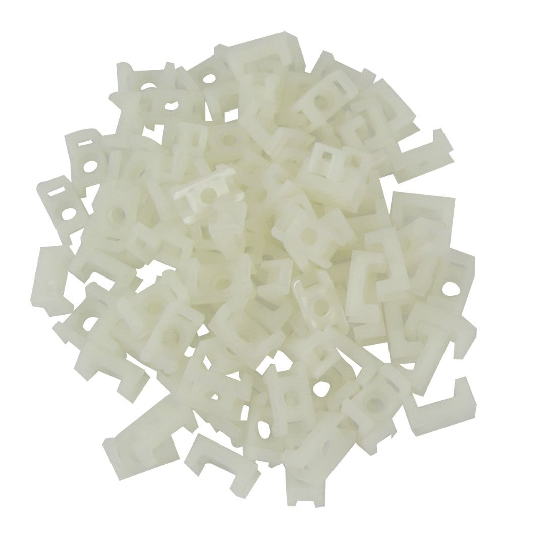 100 Pcs 3mm Width Wire Cable Tie Holder White Plastic Mount