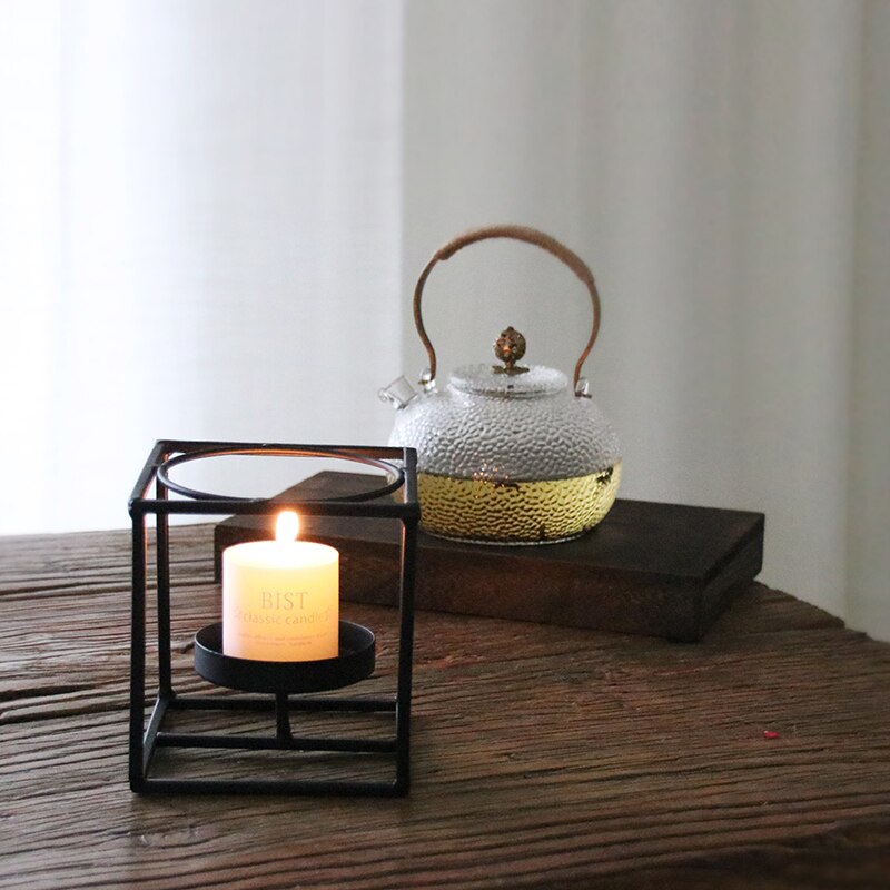 Estilo japonés hecho a mano breve arte del hierro estante para té blanco vela soporte Alcohol luces hervidas flor té casa calentar la Base