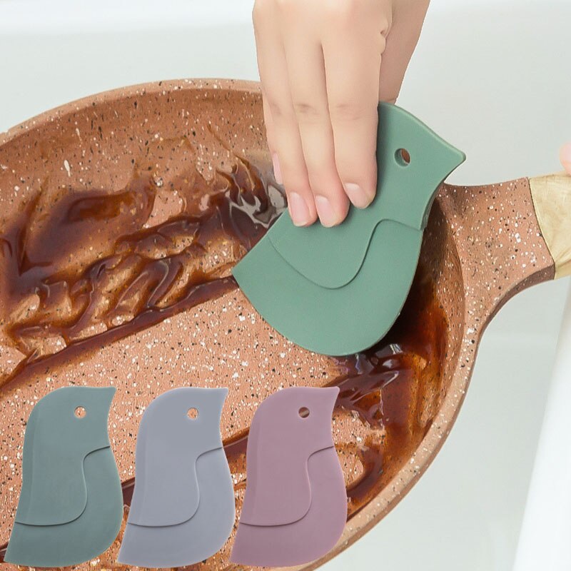 Herramienta de limpieza de raspado de placa de aceite, raspador multifunción, escobilla para platos raspador para sartén, raspador suave de dibujos animados, suministros de repostería para Cocina