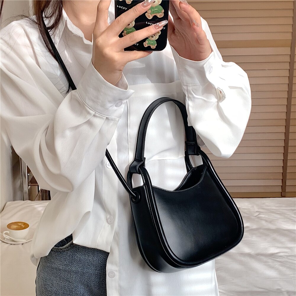 Burminsa Trendy Small Armpit Shoulder Bags For Women Brand Half Moon Crossbody Ladies Purses And Handbags Spring 2022