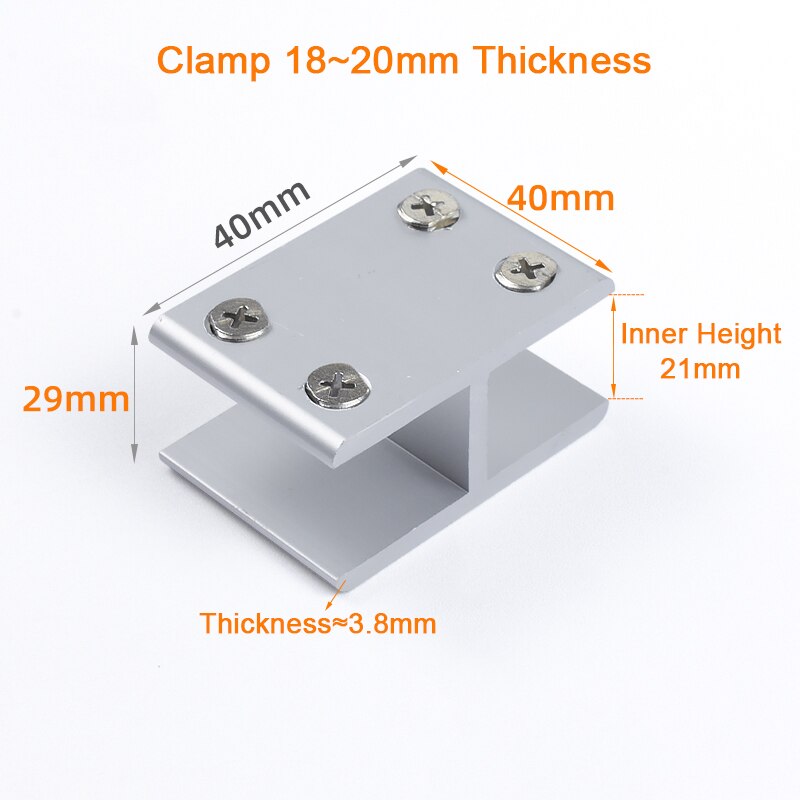Brand 8PCS Aluminum Alloy 2 Way Glass Clamps Clips 180 Degree Acrylic Board Frame Glass Fixed Brackets Connectors for 5~20mm