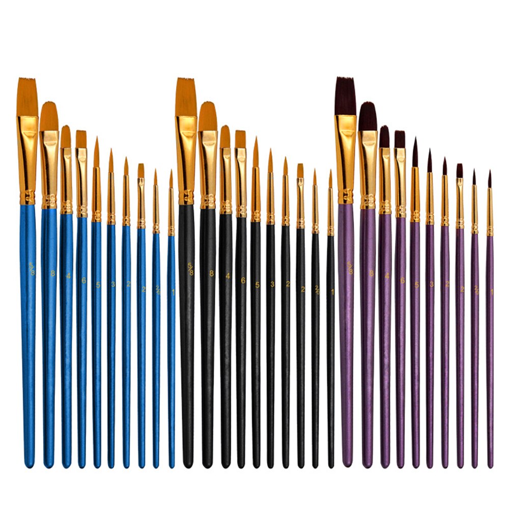10pcs Art Model Paint Nylon Hair Paintbrush Painted Pen Pearlescent Blue Aintbrush Set Graffiti Craft Artist Paint Brushes