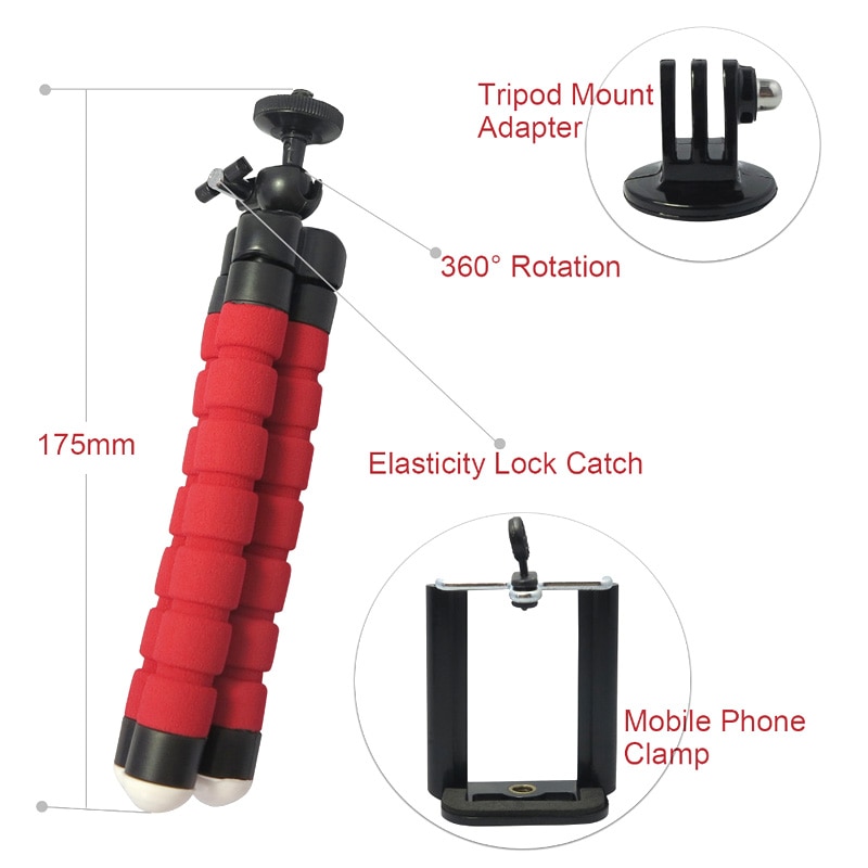 Mini Flexibel Statief standhouder ondersteuning actie camera voor Gopro Hero 3 4 voor iPhone X 6 7 8/ huawei/xiaomi mi8 4X Telefoon stand