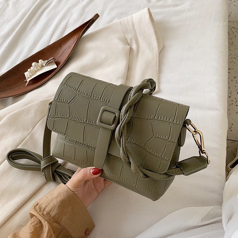 Kleine pu leren crossbodytas met stenen patroon voor dames, handtassen voor dames, schoudertas voor op reis met touwriem