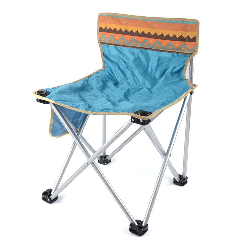 Outdoor Camping Klapstoel Draagbare Rugleuning Schets Picknick Barbecue Vissen Kruk Kamp Stoel Strand Stoel Opvouwbaar: Coffee Blue