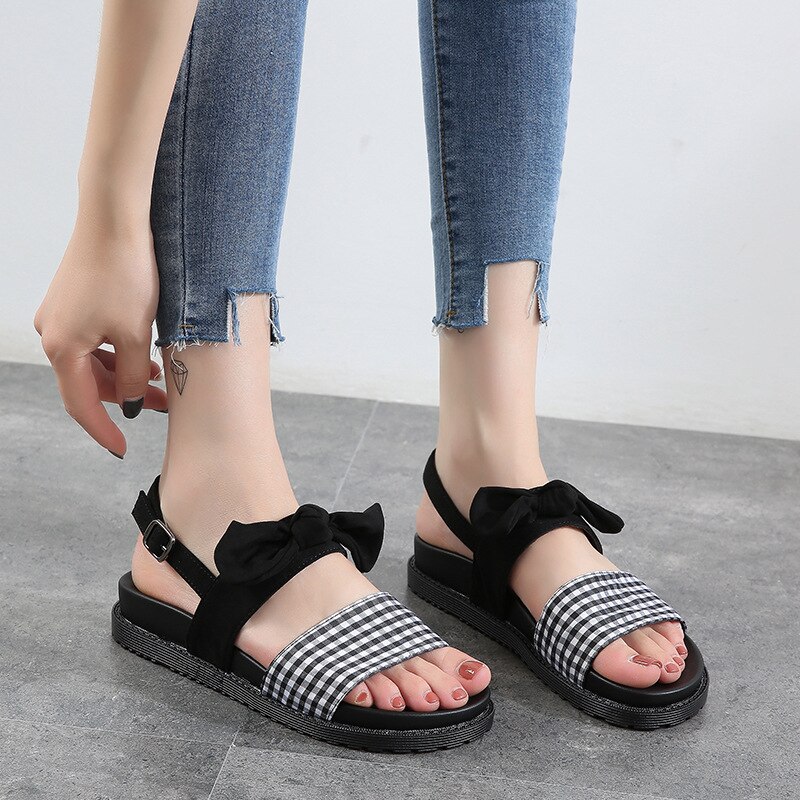 ----strik ronde neus casual sandalen zomer koreaanse damesschoenen dikke zool muffinzool l schoenen wild