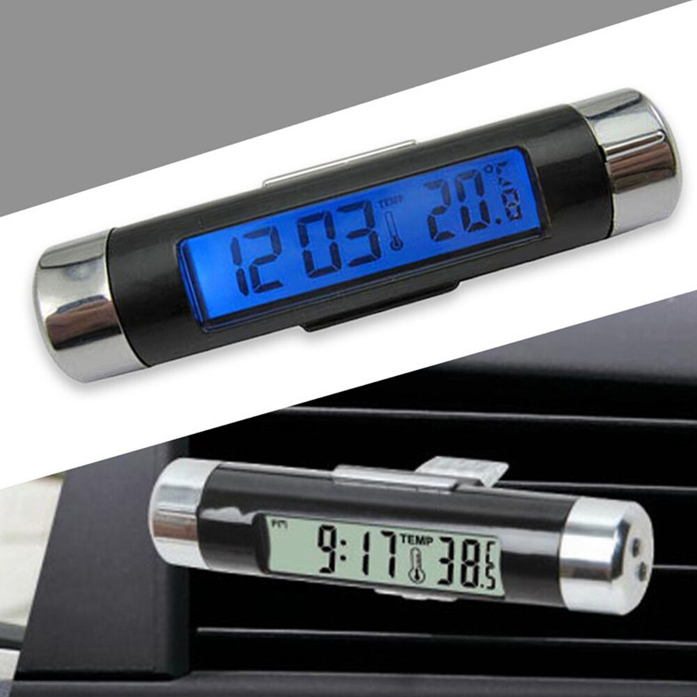 Reloj Digital para salpicadero de coche, pantalla LCD, soporte autoadhesivo, de plástico,