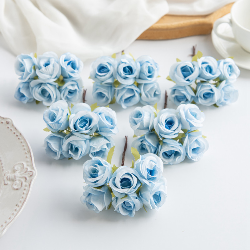 6 unidades de flores artificiales de seda rosa, , guirnaldas navideñas para el hogar, boda, ramo de novias, arco de jardín, decoración de pared, caja de de bricolaje