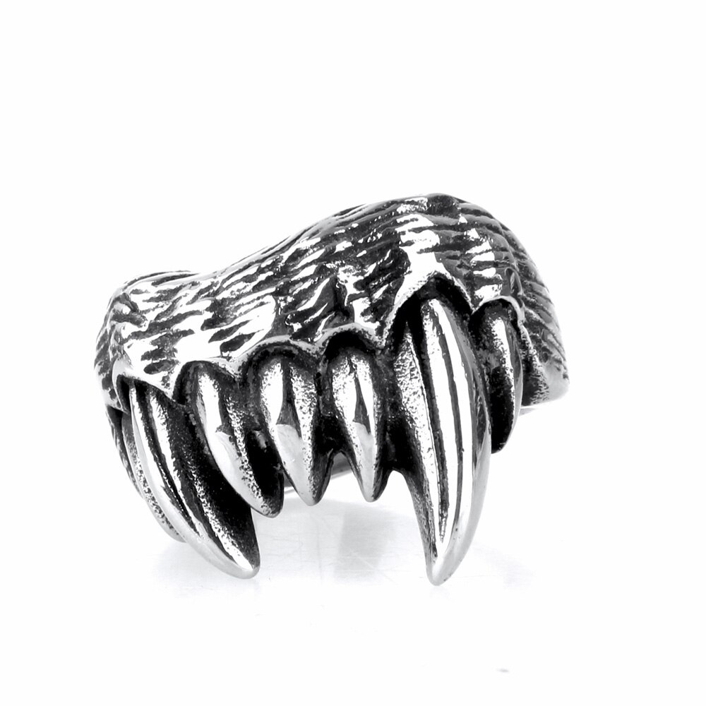 Anillo de dientes de vampiro gótico para hombres y mujeres, joyería Retro de acero inoxidable, estilo Punk, motorista: 7