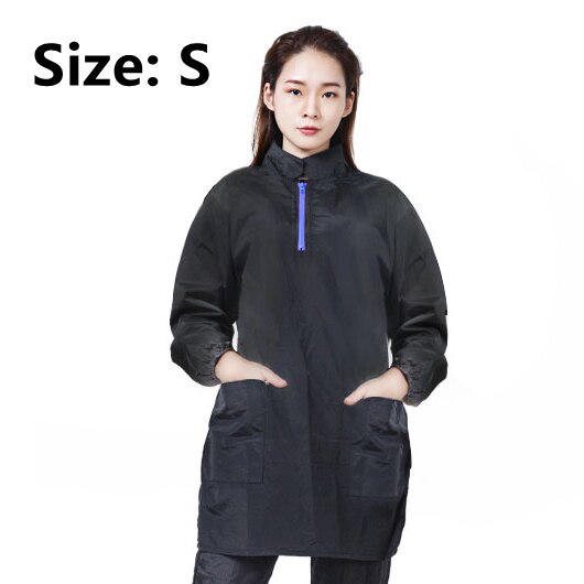Lange Sleeve Pet Groomer Arbeit Kleidung Wasserdichte Overalls Nicht Stick Haar Pet Reinigung Scheren Anti-haar Atmungs Kleid Y1128: Blue zipper---S